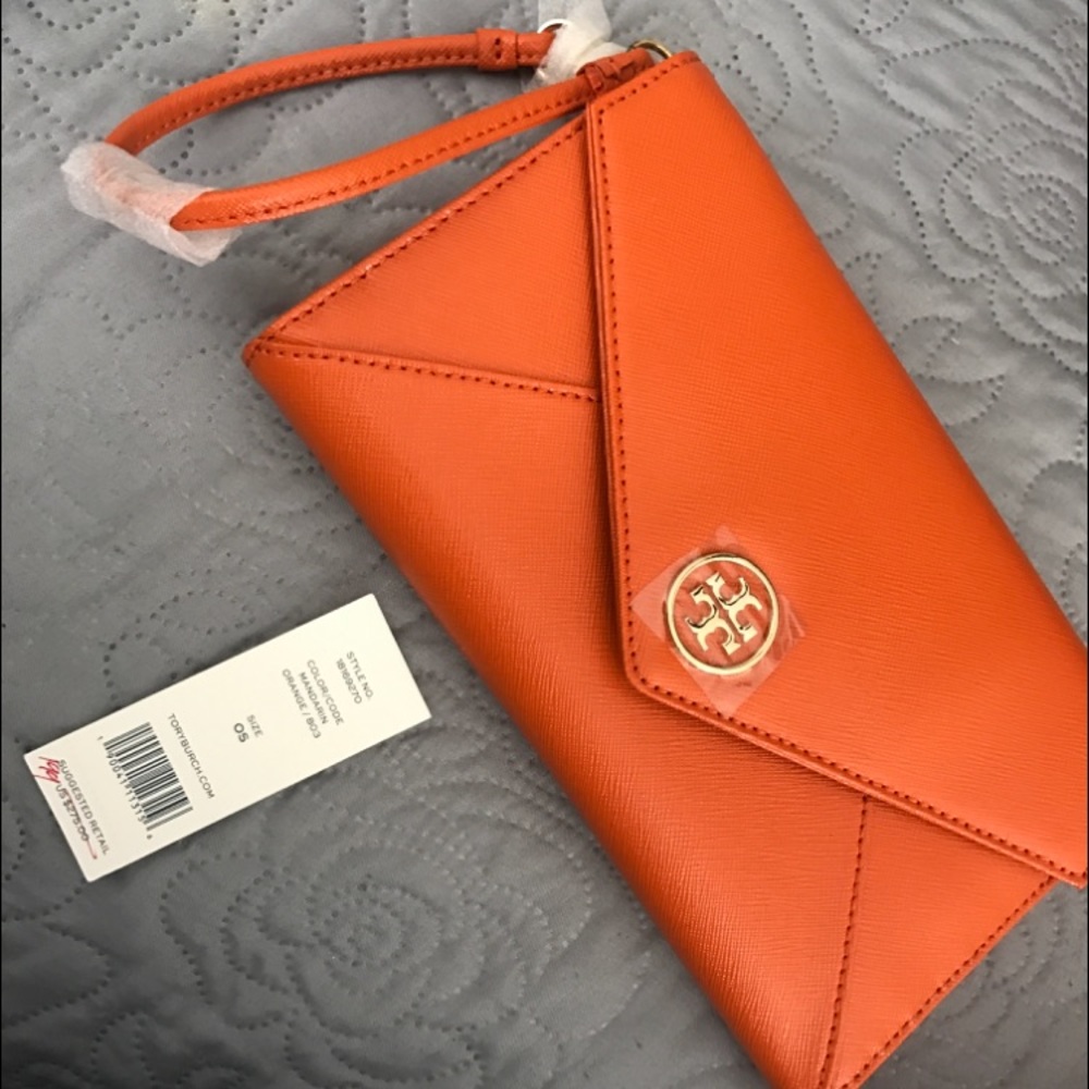 Tory Burch orange wristlet