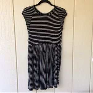 BLACK & WHITE STRIP BABYDOLL DRESS