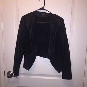 Leather and mesh cropped jacket