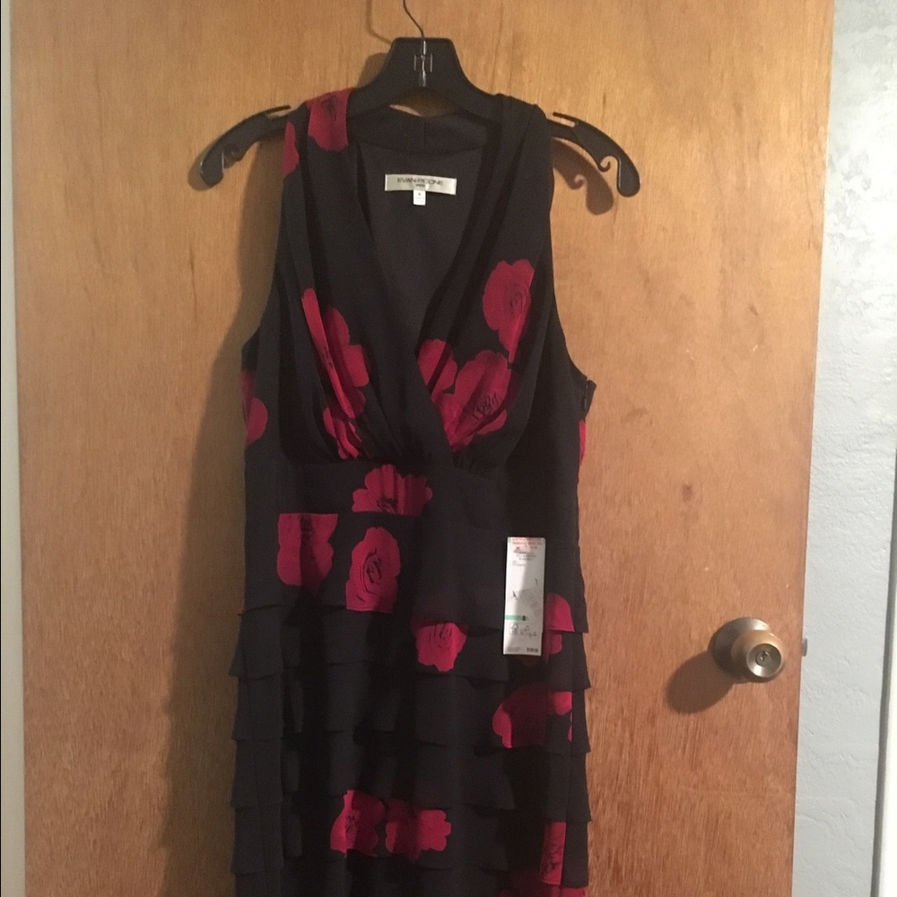 Evan Picone Black with Red floral dress