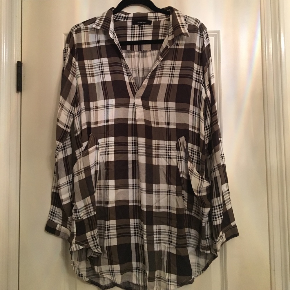Olivaceous Plaid Blouse