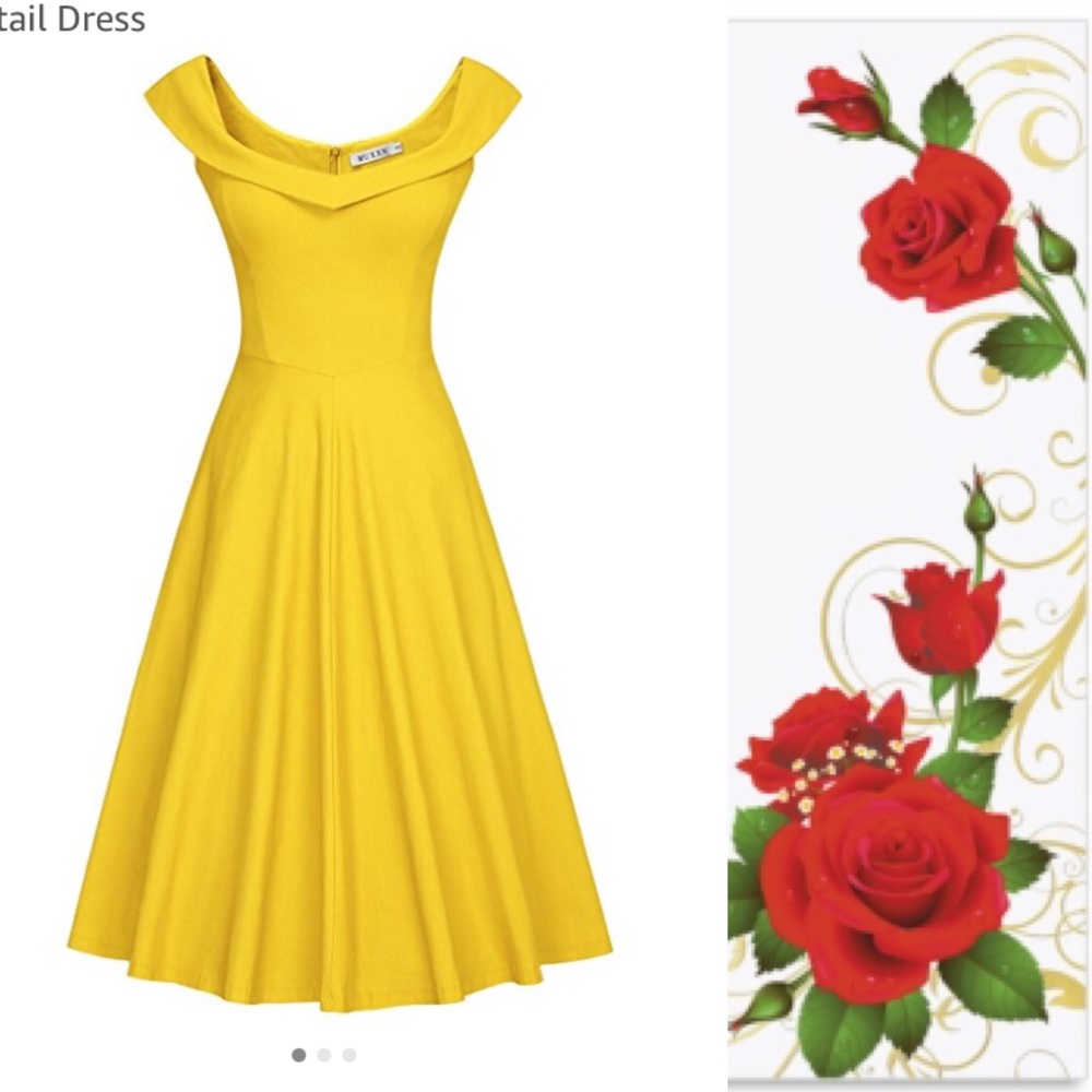 MUXXN scoop neck yellow dress
