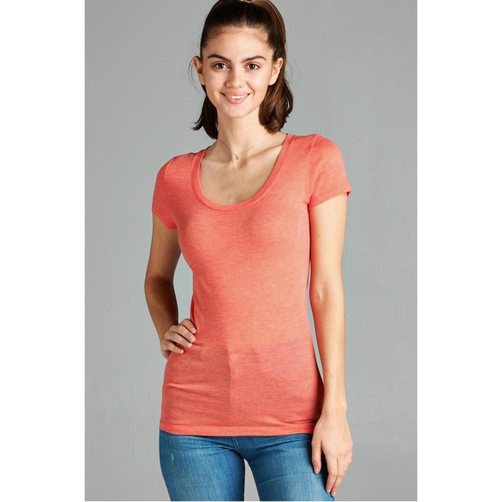 SALE  Lightweight Scoop Neck T - Coral