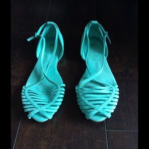 Zara Turquoise Peep toe Flats!!