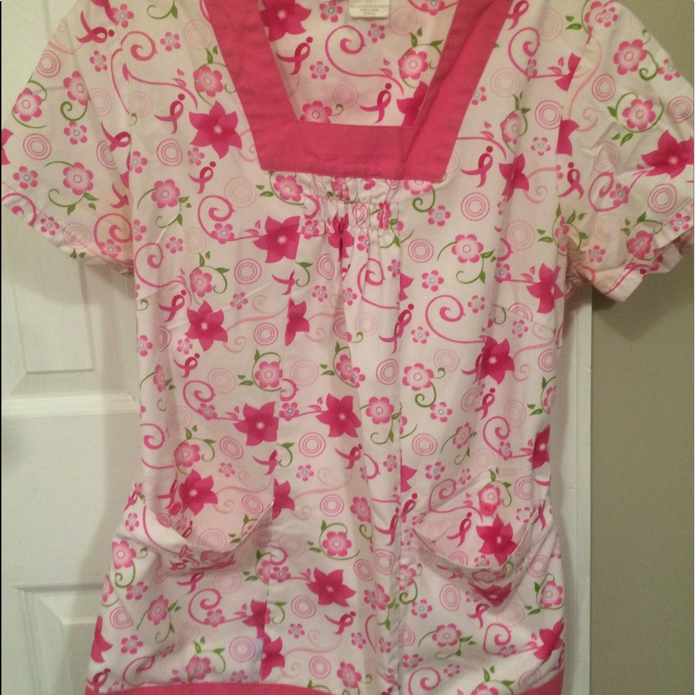 Breast cancer awareness scrub top