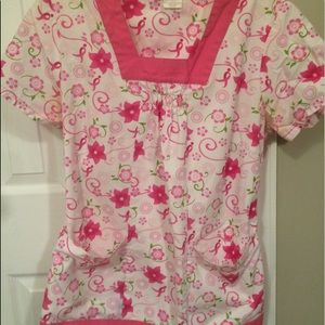 Breast cancer awareness scrub top