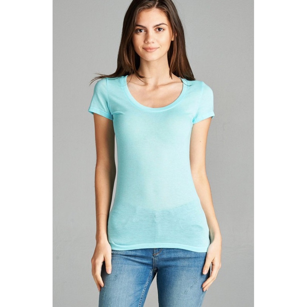 SALE  Lightweight Scoop Neck T - Baby Blue