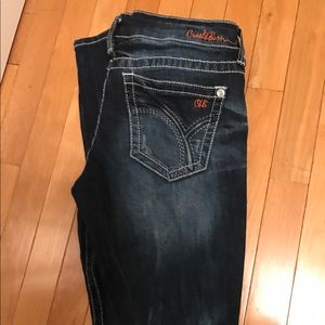 Crash and burn skinny buckle jeans 30/32