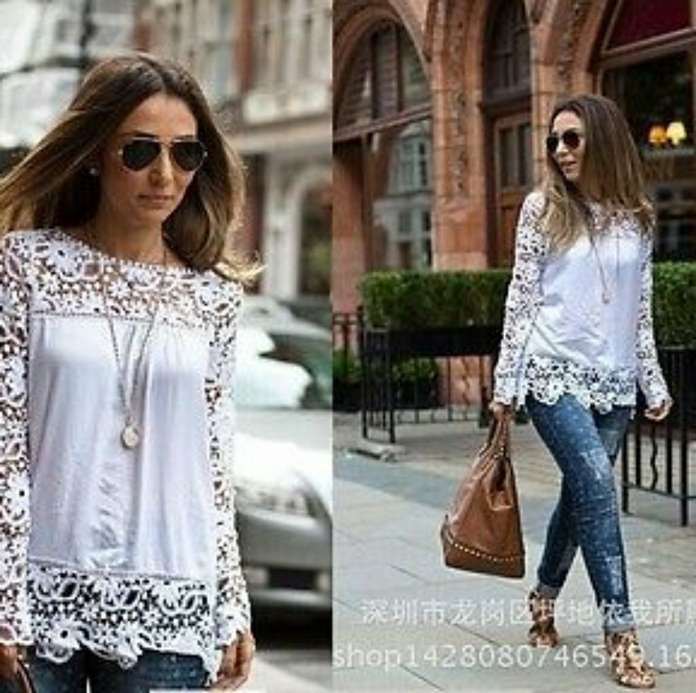 Crochet Beauty Chiffon Blouse - Picture 1 of 5