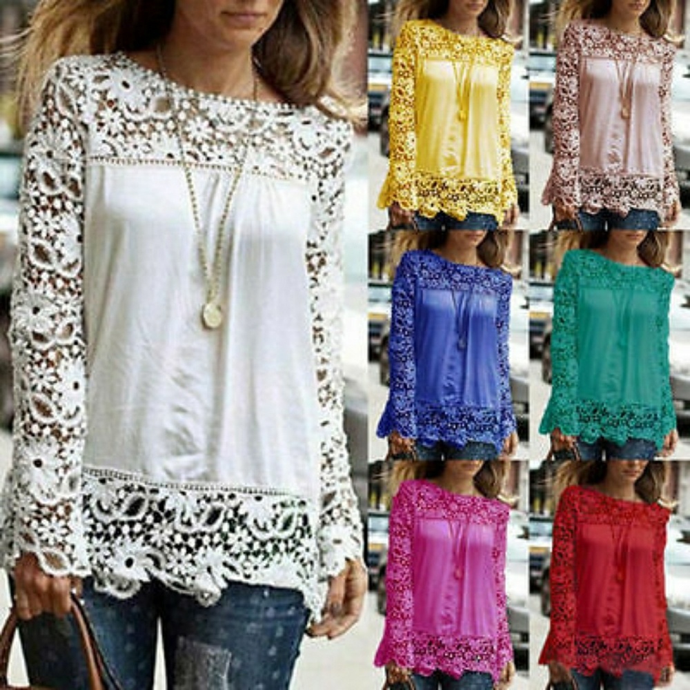 Crochet Beauty Chiffon Blouse - Picture 4 of 5