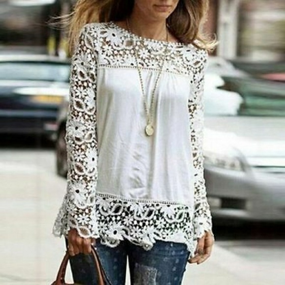 Crochet Beauty Chiffon Blouse - Picture 2 of 5