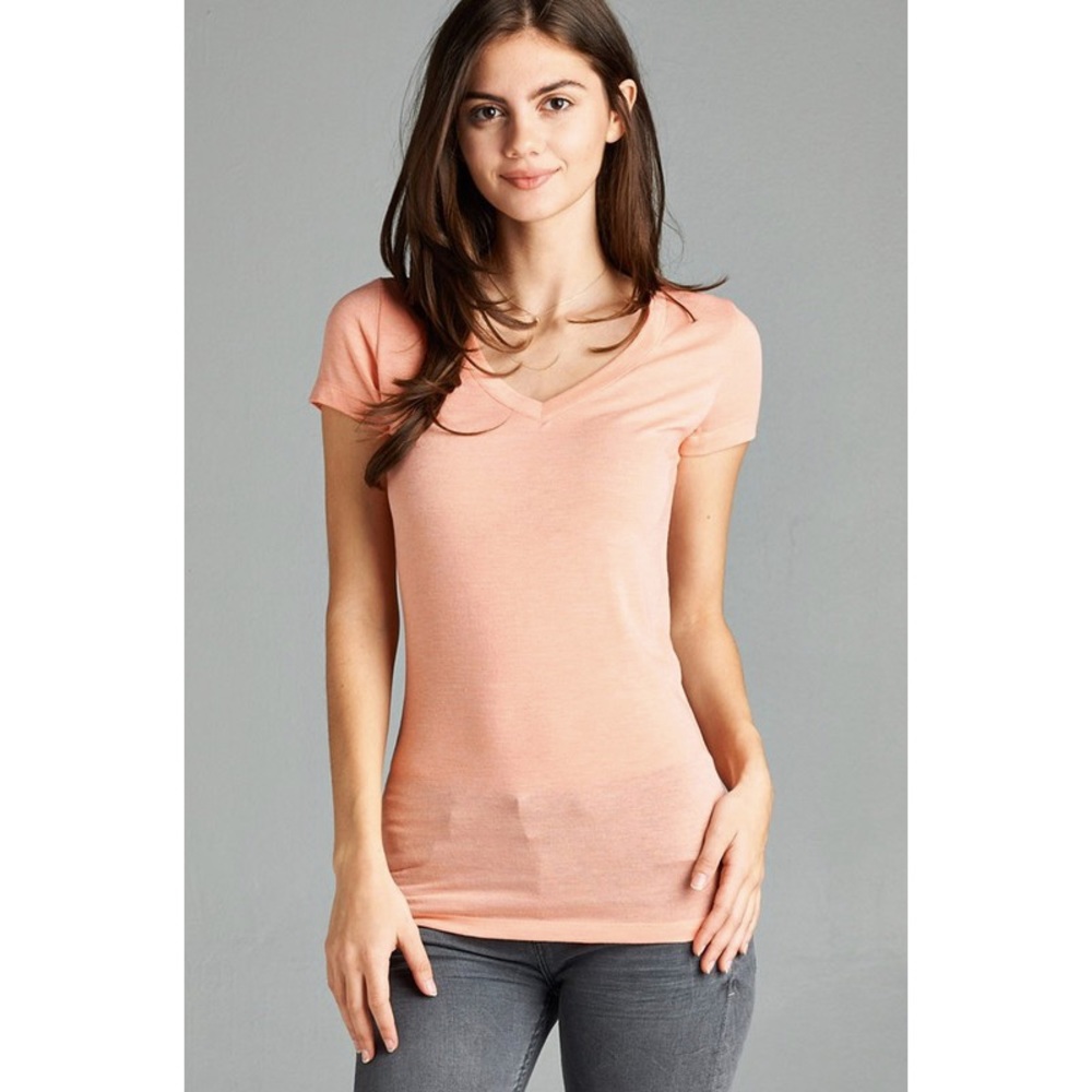 SALE  Lightweight V Neck T - Peach