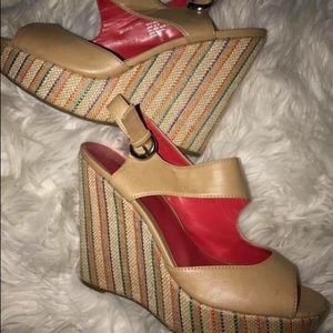Tan Wedges. Worn ONCE