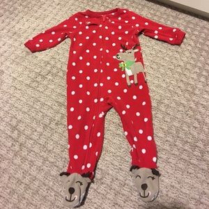 Carters fleece Christmas footed onesie in 12 mo