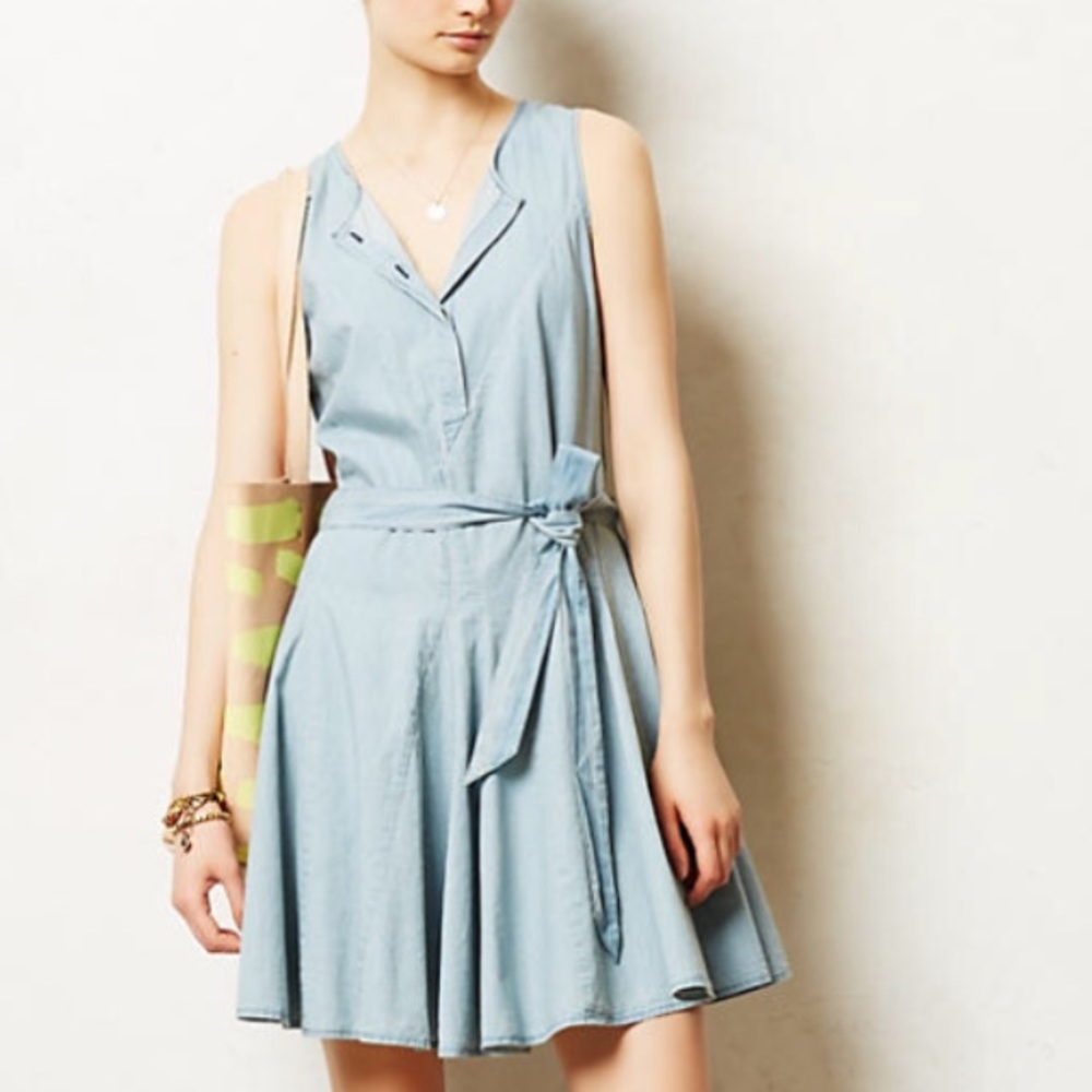 Circle Skirt Chambray Dress by Heartloom