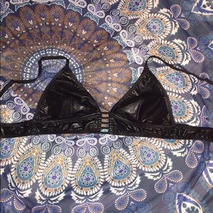 Black faux leather bralette