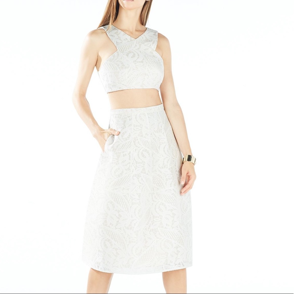 BCBG MAXAZRIA Embroidered Two Piece Dress
