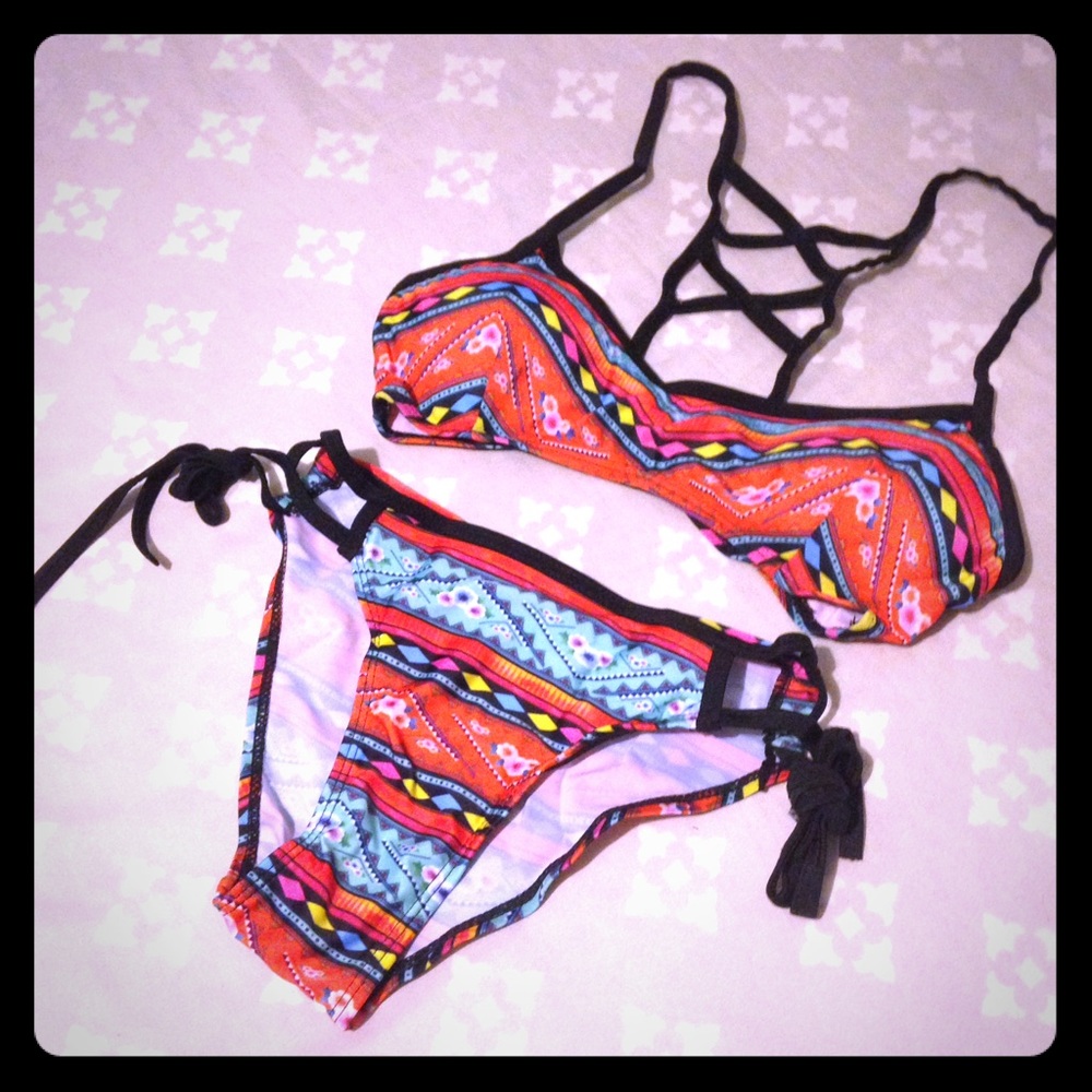 Cute orange floral bikini