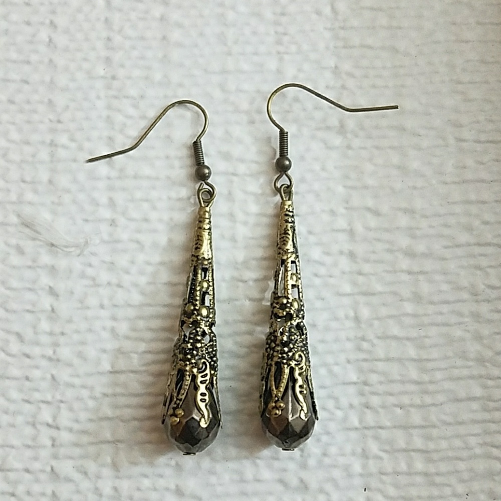 Beautiful Bronze Gold Tear Drop Earrings
