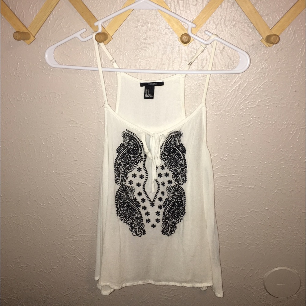 embroidered white tank top