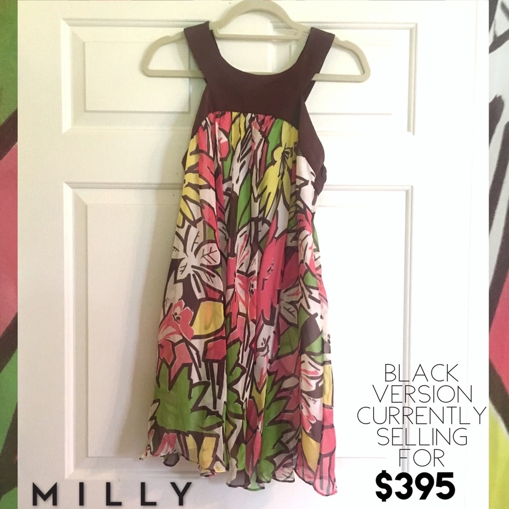 MILLY Trapeze Dress Geometric Floral