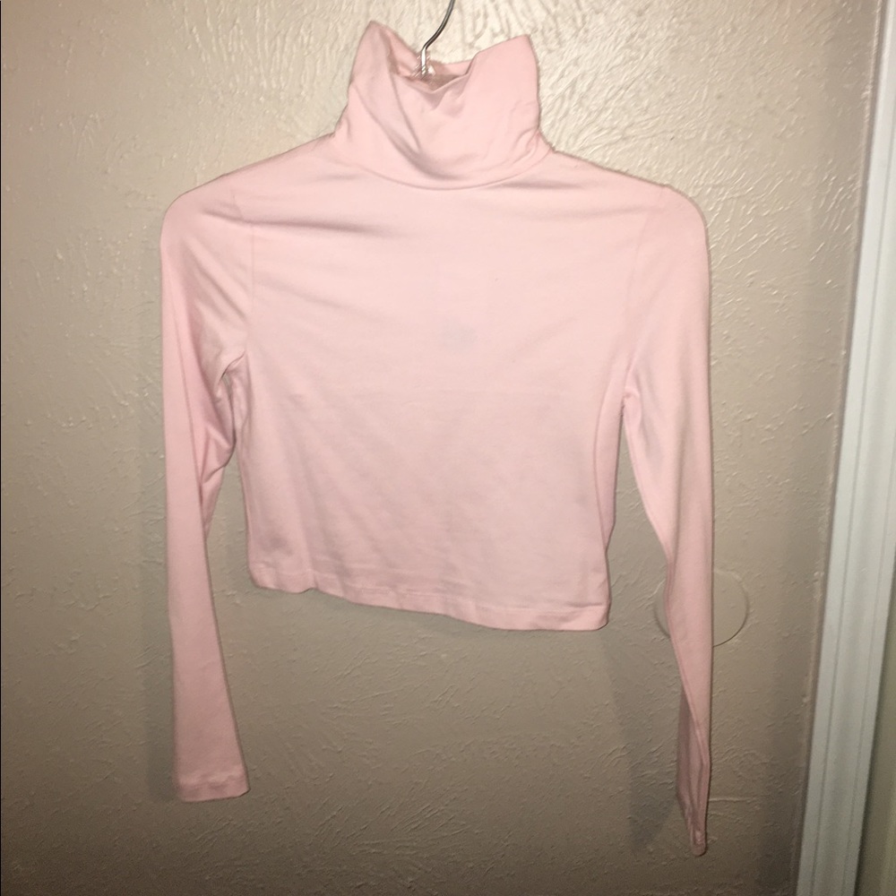 light pink crop top turtle neck