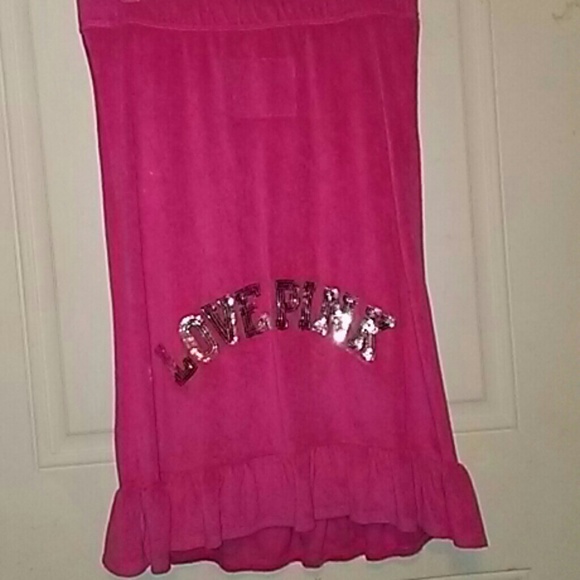 Victoria's Secret Pink Dresses & Skirts - New V.S. Pink neon pink sequin terry midi skirt