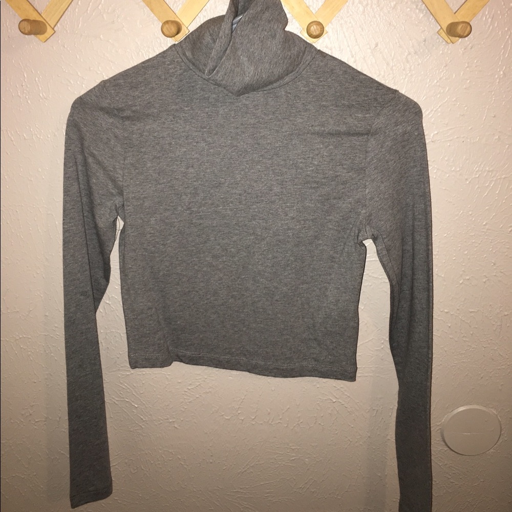light weight cropped gray turtle neck