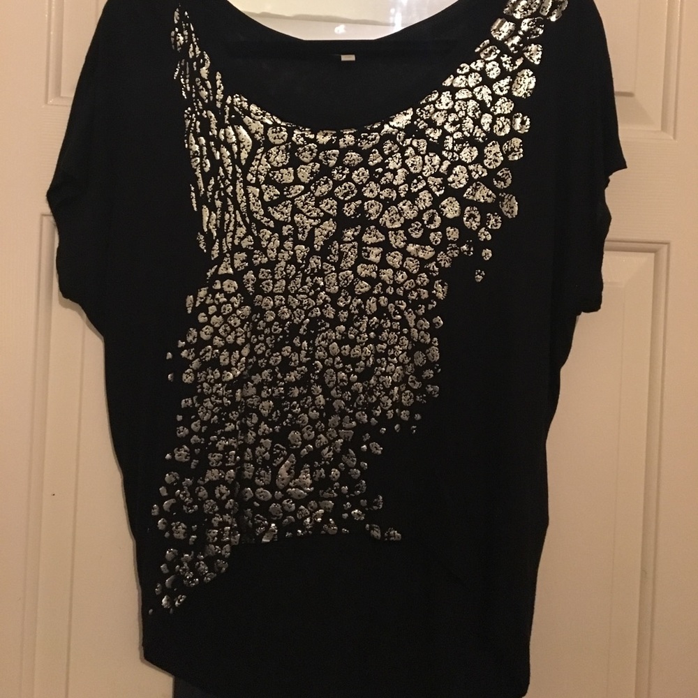 GIANNI BINI GOLD CHEETAH PRINT LOOSE T SHIRT