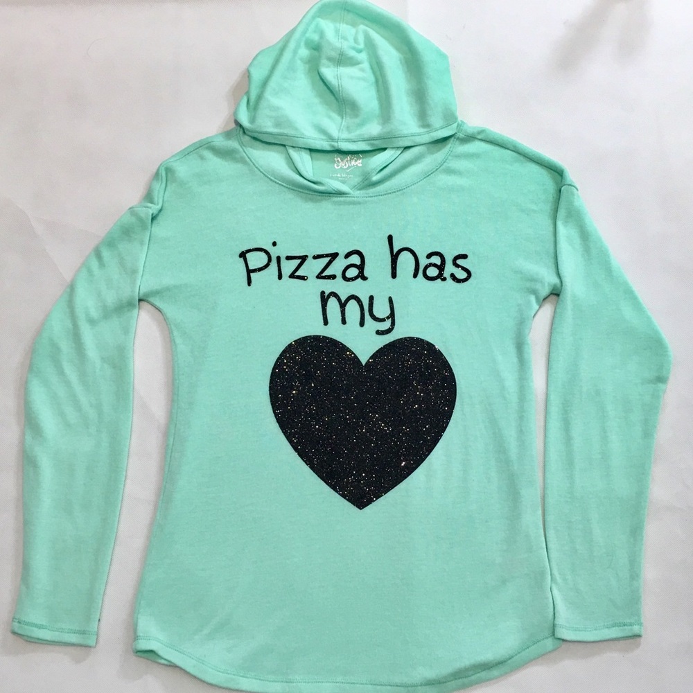 “Pizza has my ❤️" sweatshirt hoodie Justice Size Medium Soft