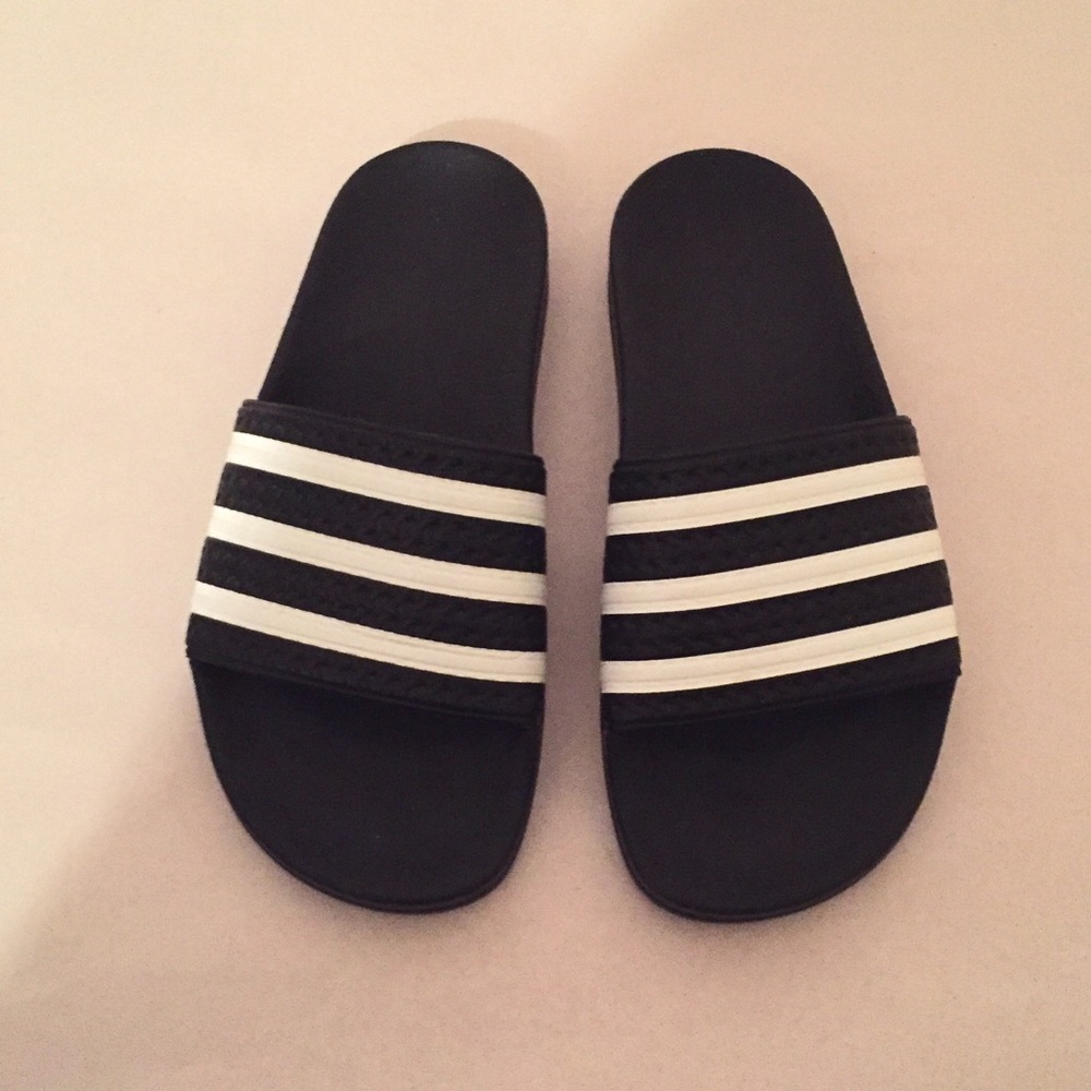 Adidas striped slides, women