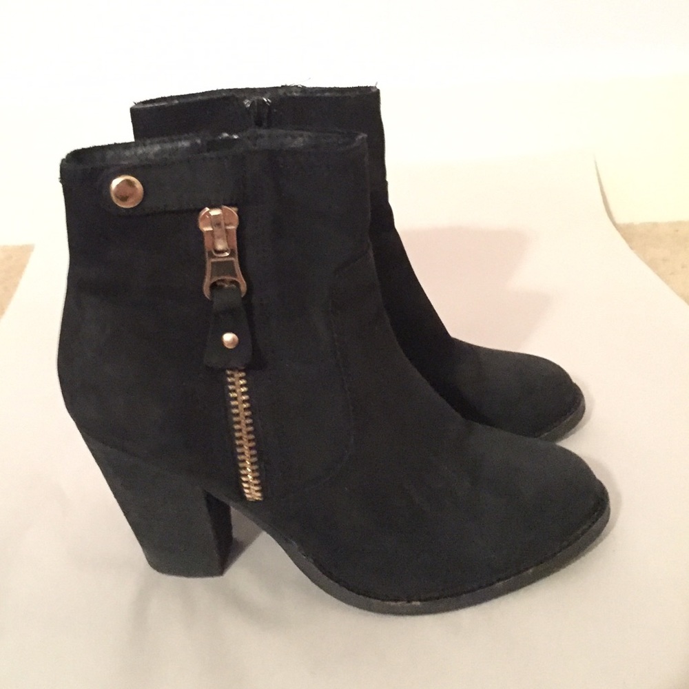 Aldo black booties with gold hardware