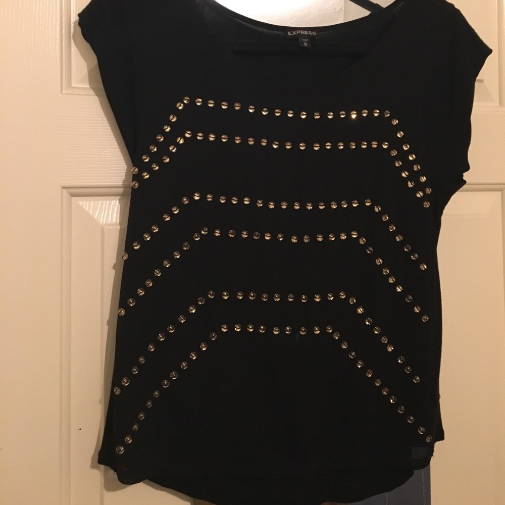 EXPRESS BLACK LOOSE SHIRT WITH GOLD BEADING