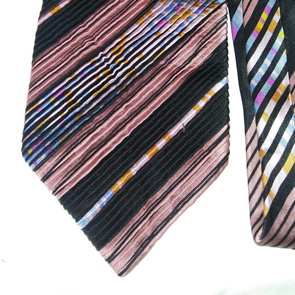 Venturi Uomo Pink & blk Hand made Silk Tie