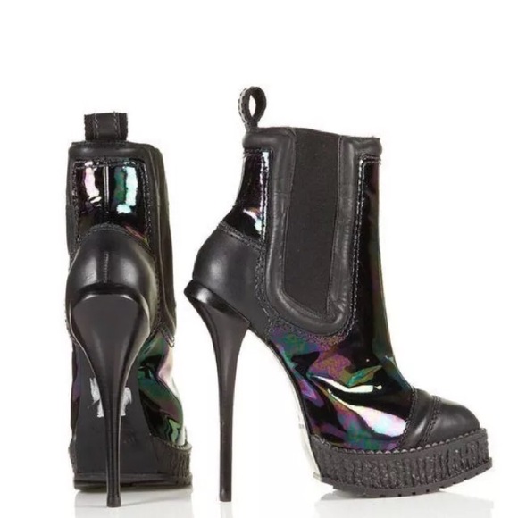 Topshop Petrol Patent Iridescent Ankle Boots - Picture 1 of 3