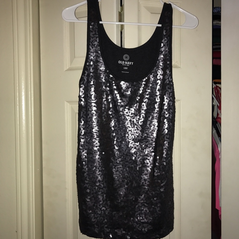 Grey/Black tank top with sequins