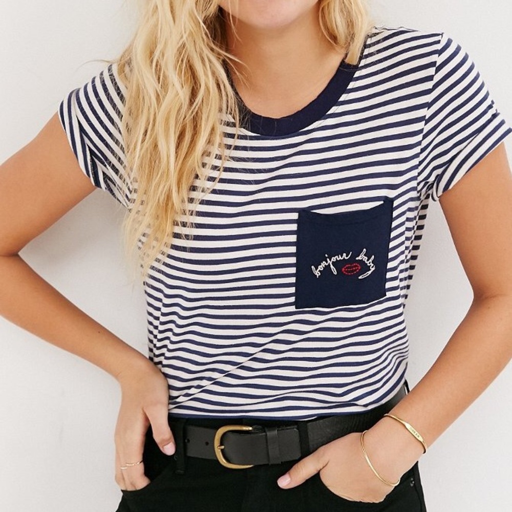 truly madly deeply NWT bonjour baby striped tee