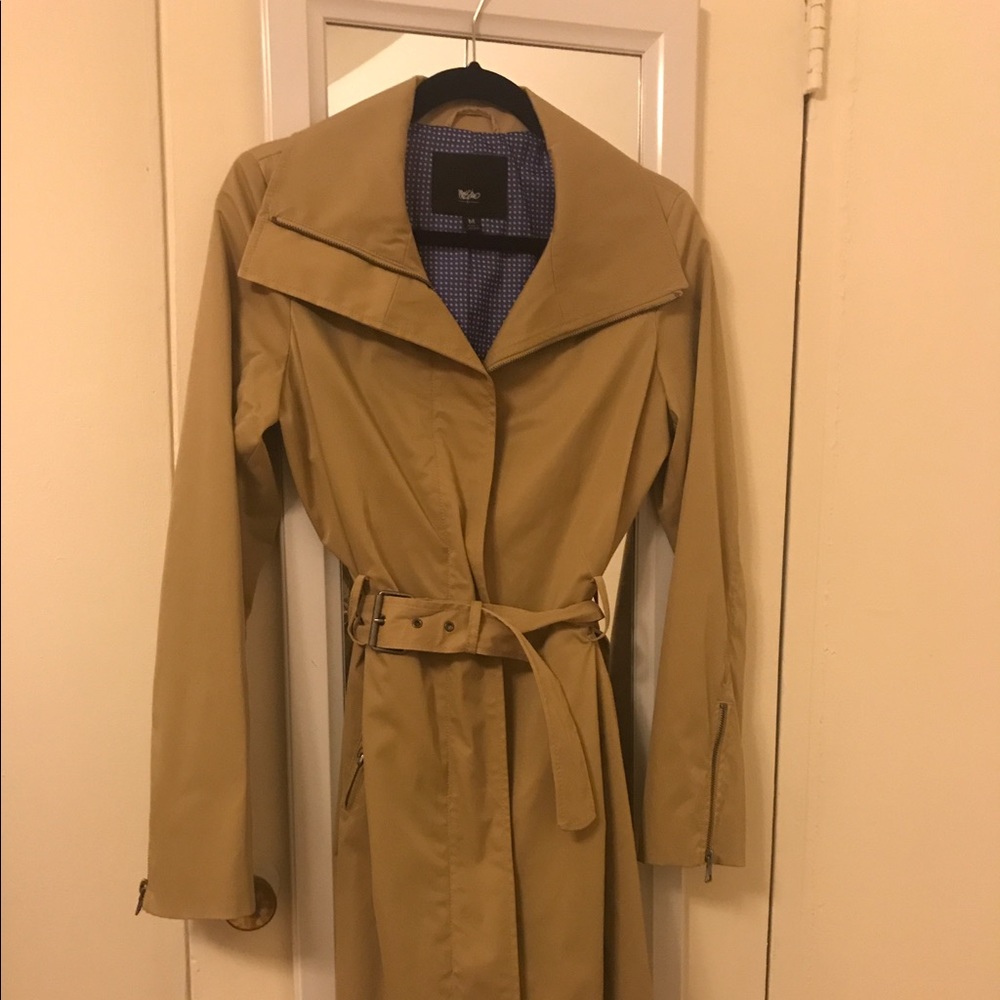 Tan rain coat