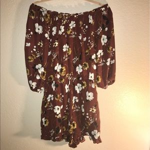 Burgundy/ Off the shoulder romper