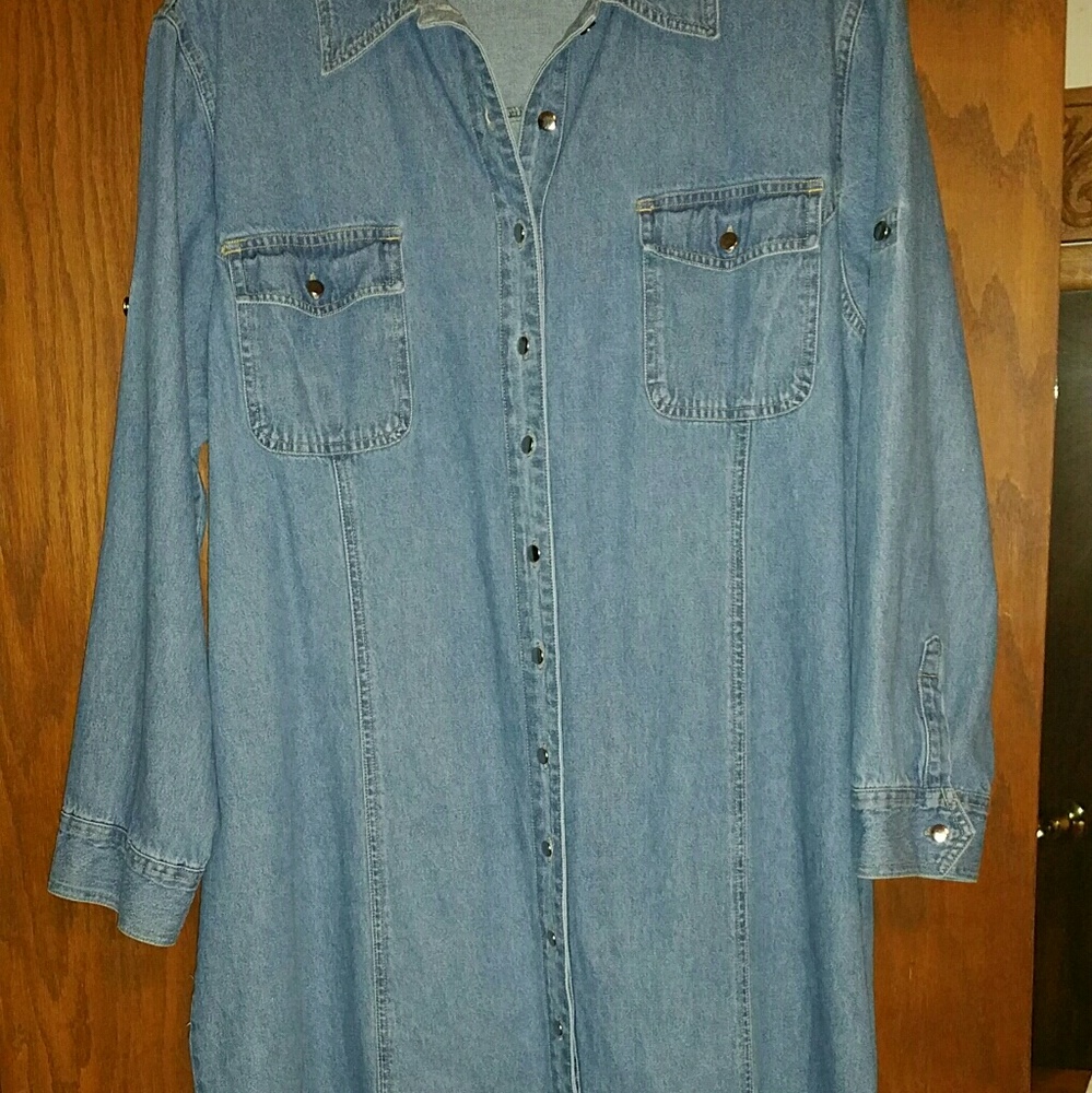 Denim Jean Button-Down Duster Dress