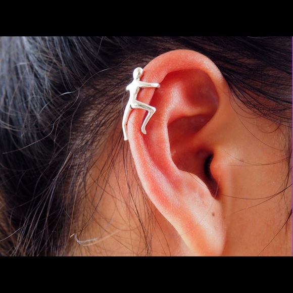 Silver ear cuff human-man - Picture 2 of 2