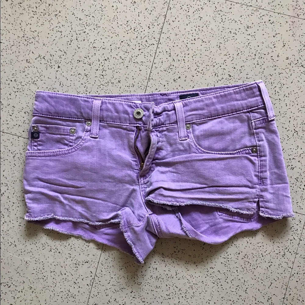 AG Purple Daisy Duke Ripped Jean Shorts