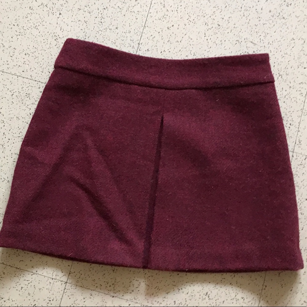 Theory Maroon Wool Skirt