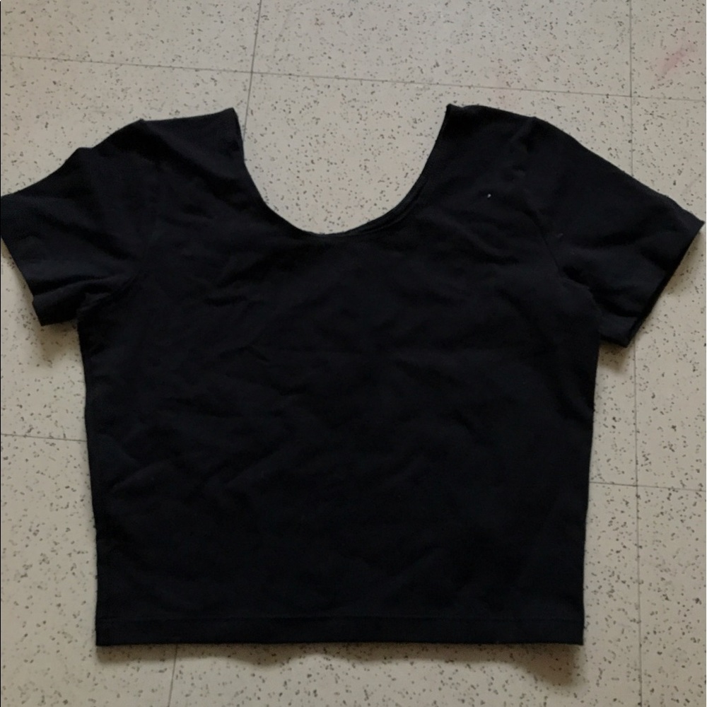 American Apparel Black Fitted Crop Top