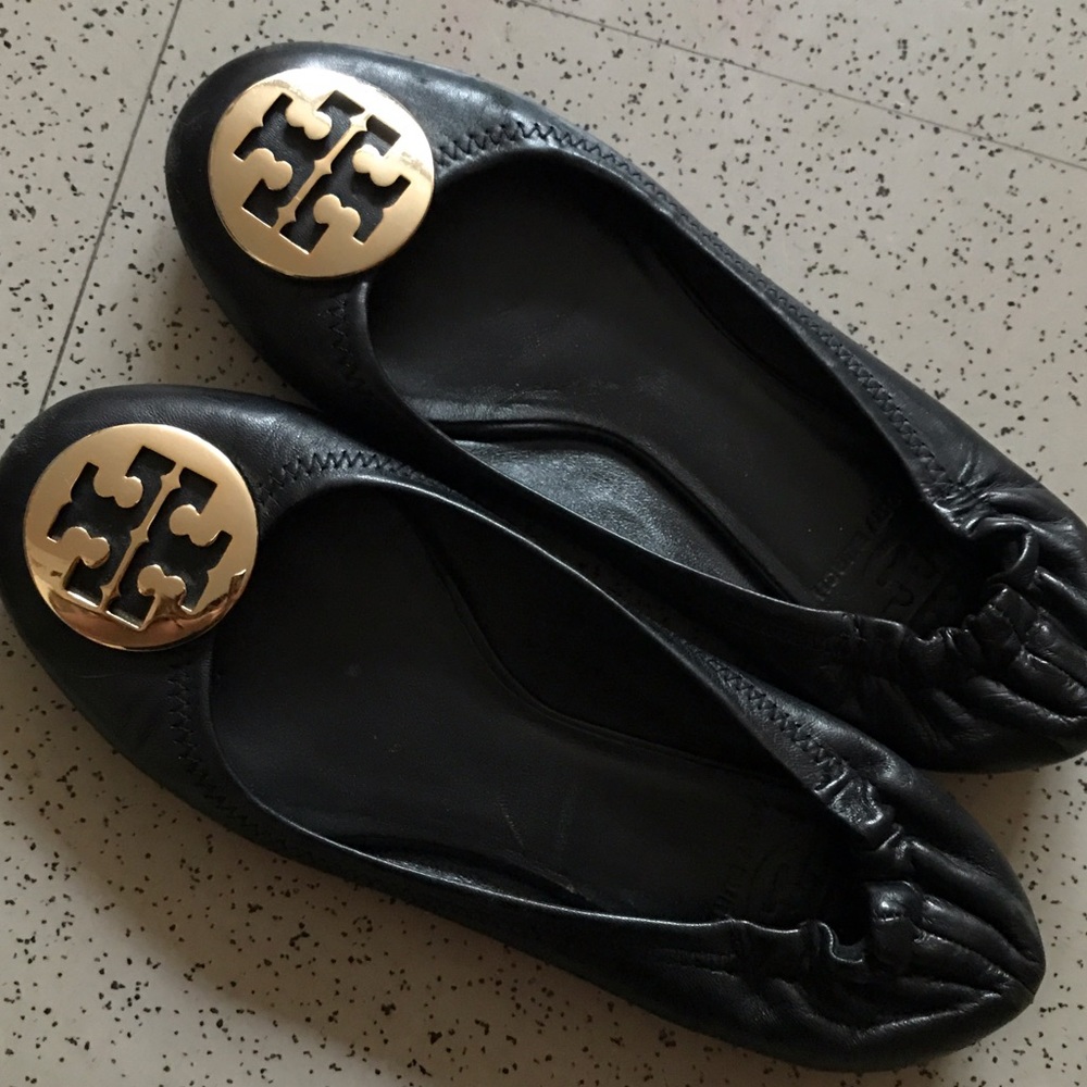 Tory Burch Black Tory Flats