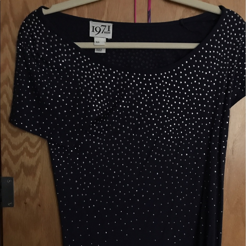 Reiss Embellished Navy Top