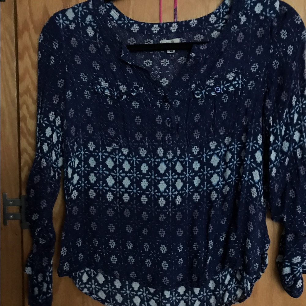 Ecoté Blue Patterned Blouse