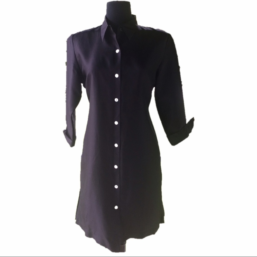 Silkland Shirt Dress Tunic Black Silk Top