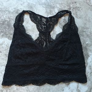 L.A Hearts Black Scalloped Lace Halter Bralette