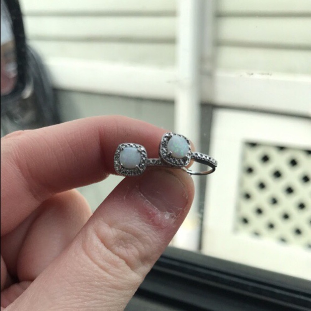sterling silver opal earrings